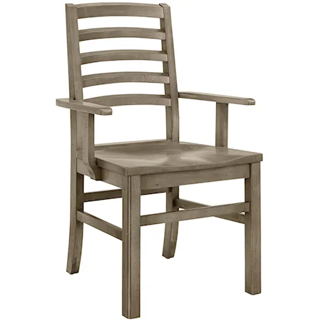 Casual Solid Wood Horizontal Slat Arm Chair